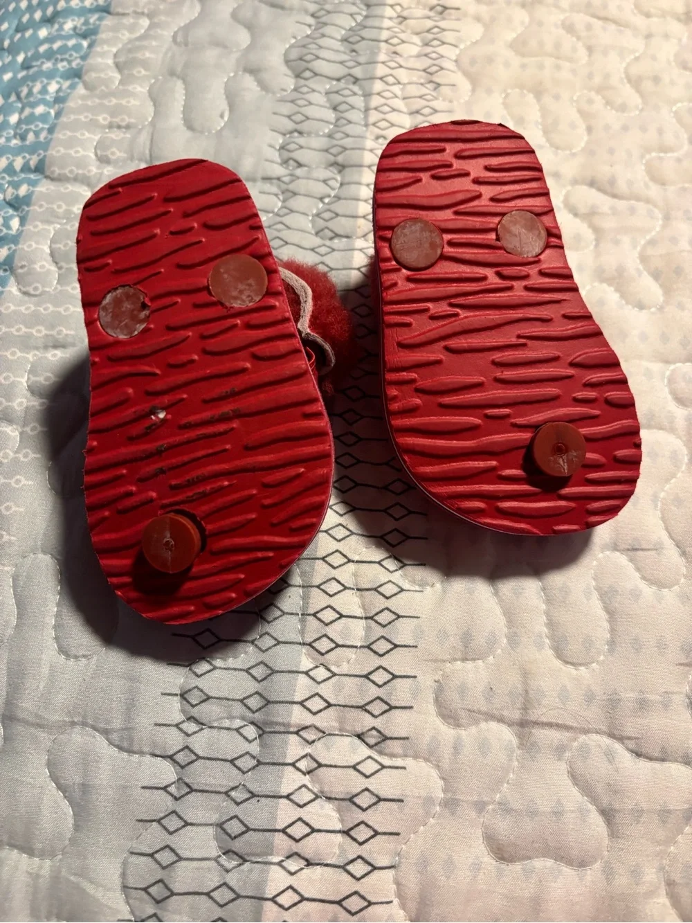 UGG Kids Red Fuzzy Strap Flip Flop Sandals